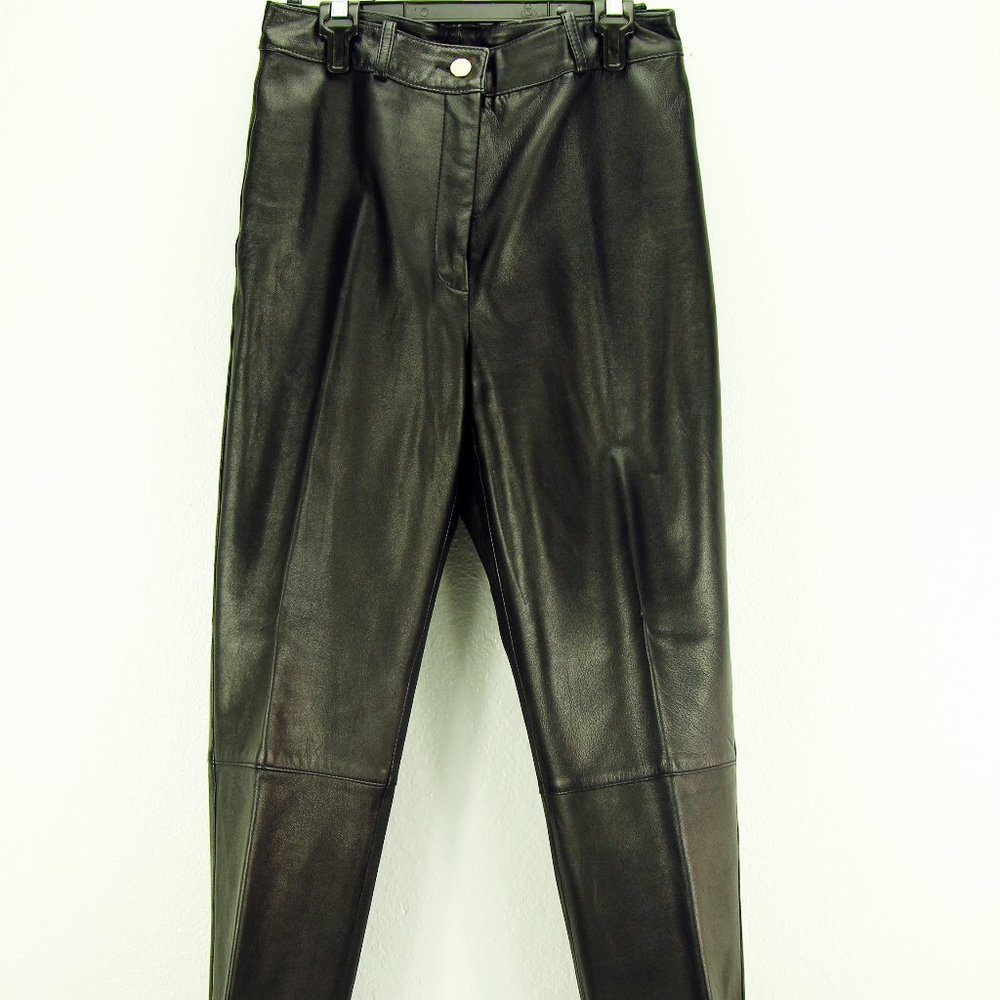 St John by Marie Gray Women's Leather Pants Black